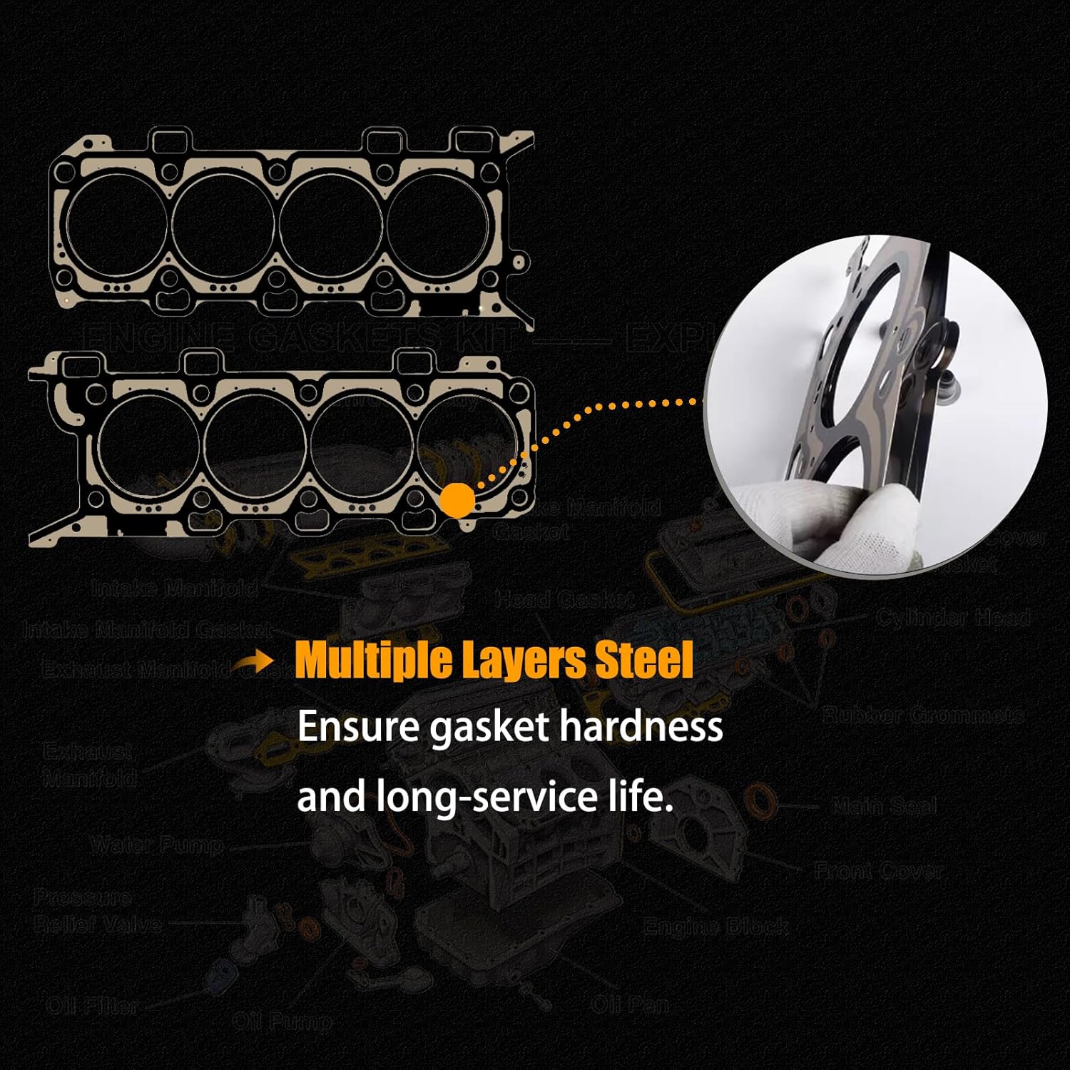 AUCERAMIC VS50902R HGS4231 Cylinder Head Gasket Set Fit for 2015-2017 Ford F-150 Mustang 5.0L V8 V6 Valve Cover Gasket HS55134