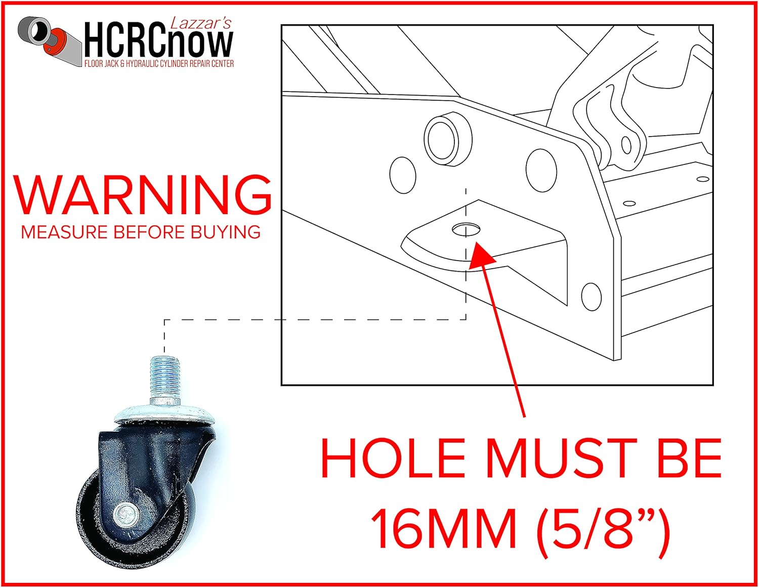 Floor Jack Caster - Black - All Steel, Up to 3.5 Ton, 16mm Stem, Ball Bearings (Two W/Hex Nuts and Split-Washers) : Industrial & Scientific