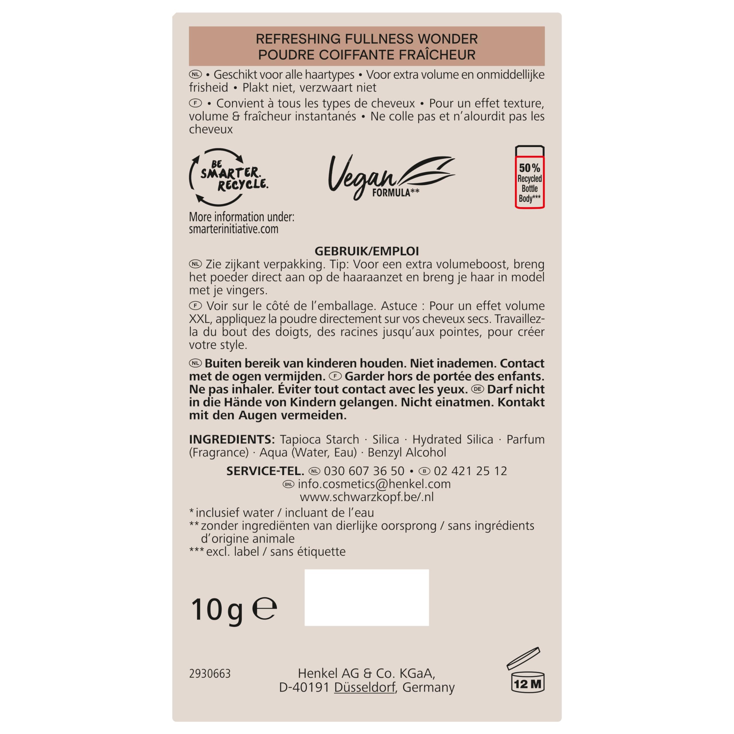 Taft - Schwarzkopf - Poudre Coiffante Cheveux - 2-En-1 - Volume - Longue Durée - Effet Matifiant - Effet Décoiffé - Ne colle pas - 99% d'ingrédients d'origine naturelle - Contenant de 10 g - 3