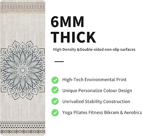 Miniatura 4 de nuveti Yoga Mat Print Extra Thick TPE Non Slip Fitness Exercise Mat with Carrying Bag,72"x24" Extra Thick 6MM Exercise & Workout Mat for Yoga,