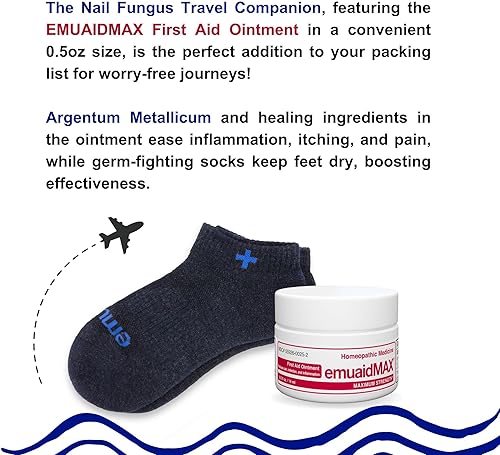 Miniatura 5 de emuaid EMUAIDMAX - Compañero de viaje para hongos en las uñas – EMUAIDMAX máxima fuerza 0.5 onzas con calcetines iónicos plateados es adecuado para