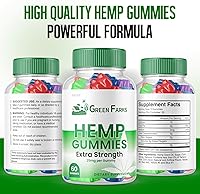 Vista 5 de Green Farms - Gomitas de cáñamo, fórmula oficial, gomitas Green Farms con extracto de cáñamo, 500 mg de mezcla de cáñamo extra fuerte, gran sabor