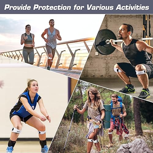 Miniatura 4 de IPOW Paquete de 2 correas para aliviar el dolor de rodilla y estabilizador de rótula, soporte para senderismo, fútbol, baloncesto, correr, puentes