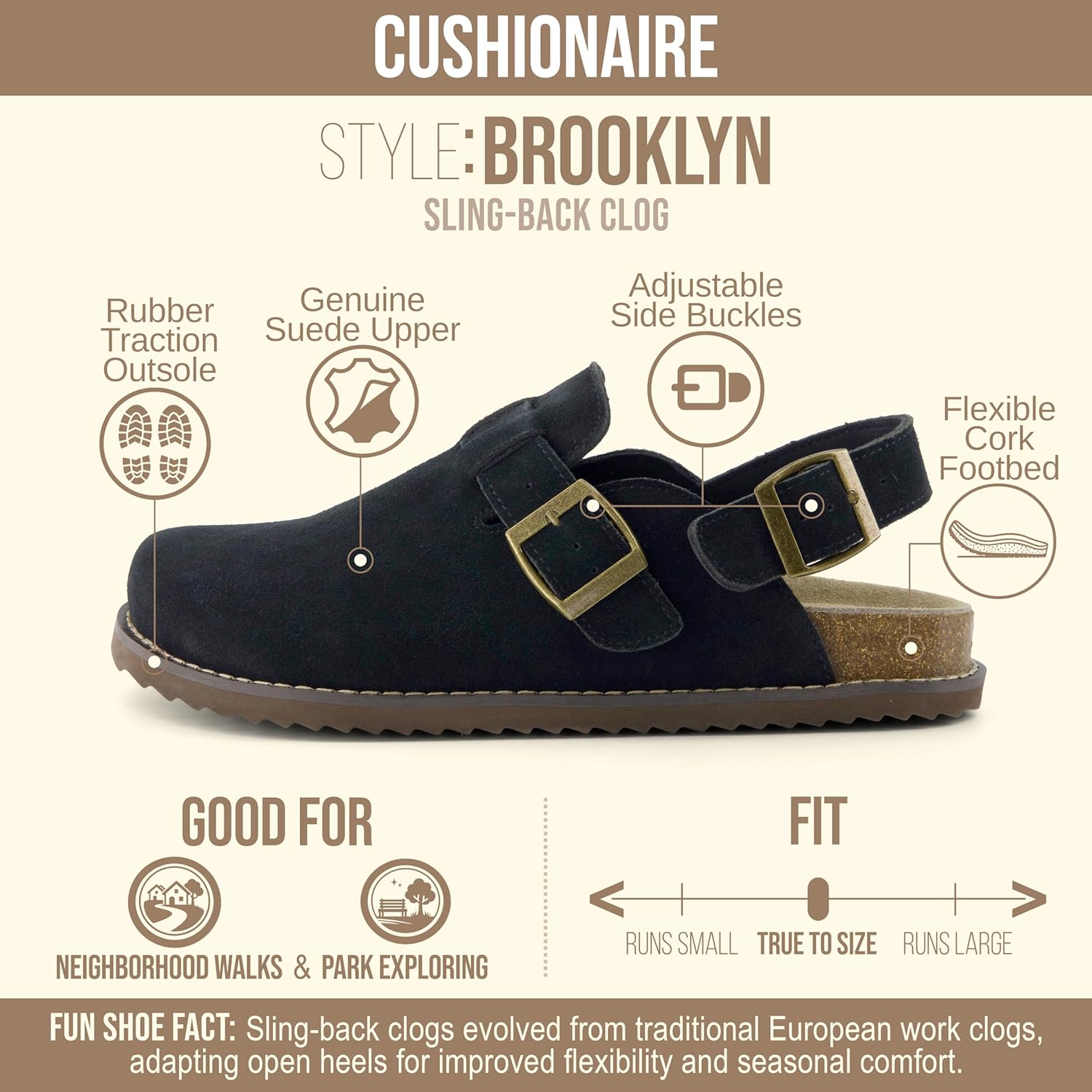 CUSHIONAIRE Brooklyn Suede Womens Slides– Comfortable Clog Mules with Adjustable Buckles – Summer Shoes for Women - Image 4