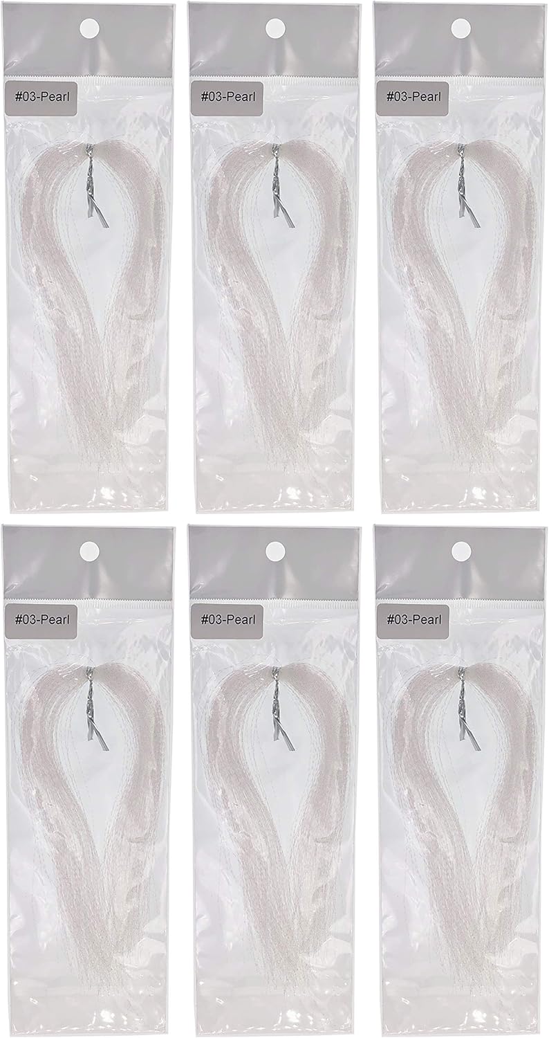 Sanhu Krystal Flash Pearl, 6 Pcs Iridescent Pearl Color, for Fly Tying, Fishing Accessory, Ideal for Trout and Bass Fishing