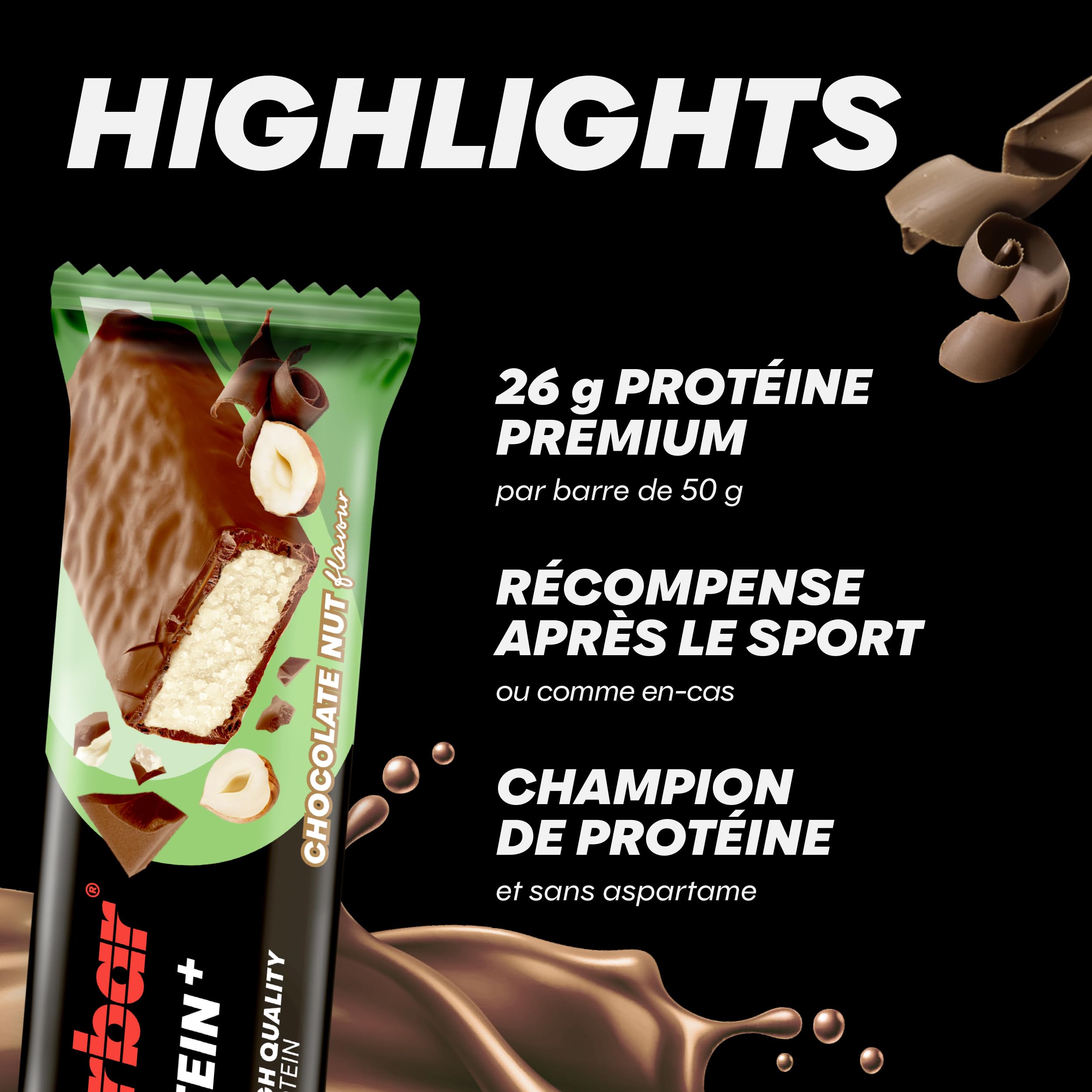 PowerBar 52% ProteinPlus Pack de 20 Barres Low Sugar Chocolate Nut 50 g