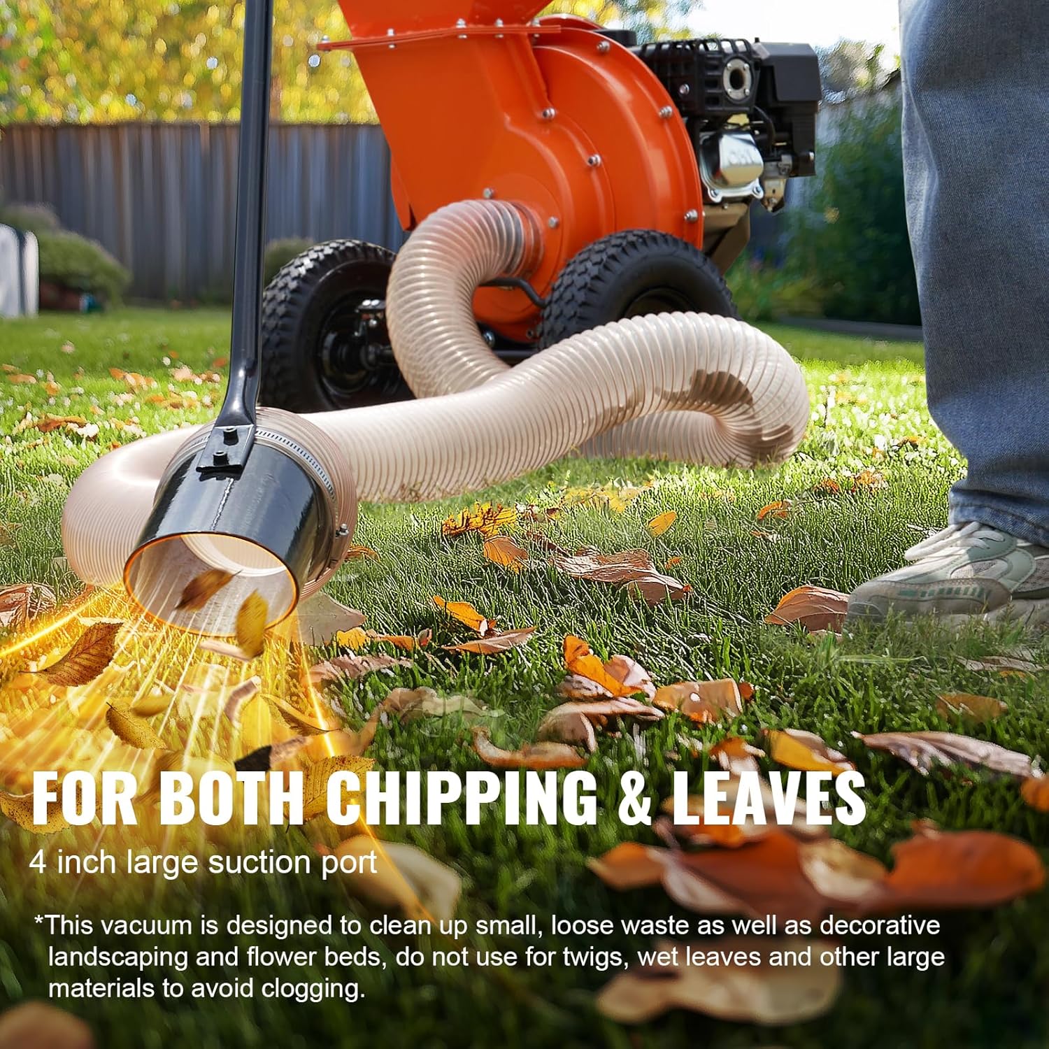 Happybuy Wood Chipper Shredder Mulcher Leaf Vacuum Kit,4.3 Inch x 13.1 ft Heavy Duty Universal Woodchipper Accessory,4 inch Diameter for Large Volume Feeding,Fit Mainstream Brand,Chipper NOT Included