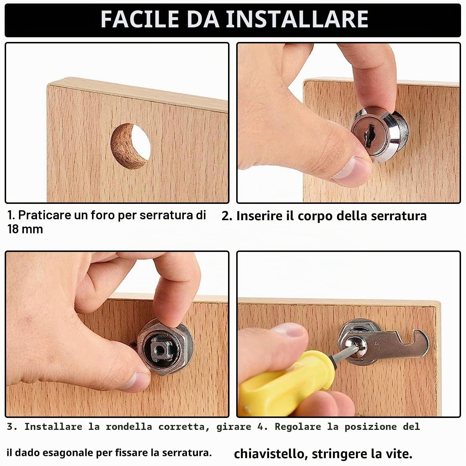 SENENQU 10 Pezzi Serratura Armadietto 20 mm con Chiave, Serrature per Armadietti in Zinco, Serratura per Armadietto Cassetta Postale Mobili Cassetti con 2 Lamelle e Dadi