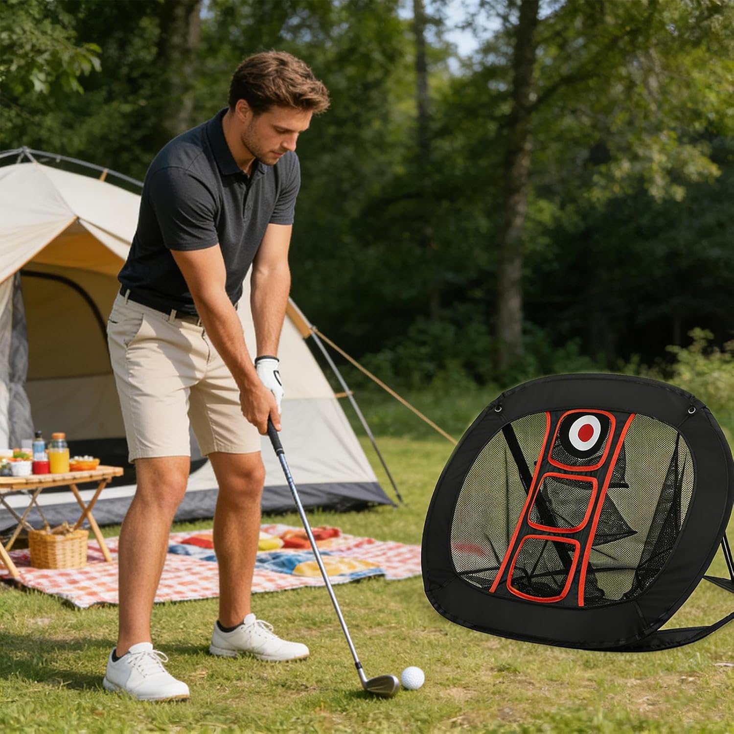 Golf Net - Nylon Easy Setup Professional Training Aid | Golf Chipping Practice for Precision - for Hitting Swing Practice Indoor Outdoor Backyard Men Women Golfers Kids Beginners