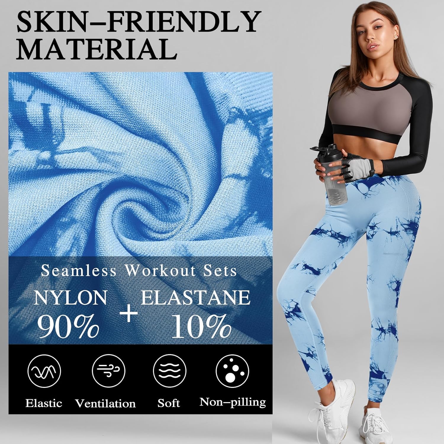 4 Pcs Womens Workout Leggings Tie Dye High Waisted Yoga Pants Seamless Scrunch Butt Lifting Compression Tights - Image 6