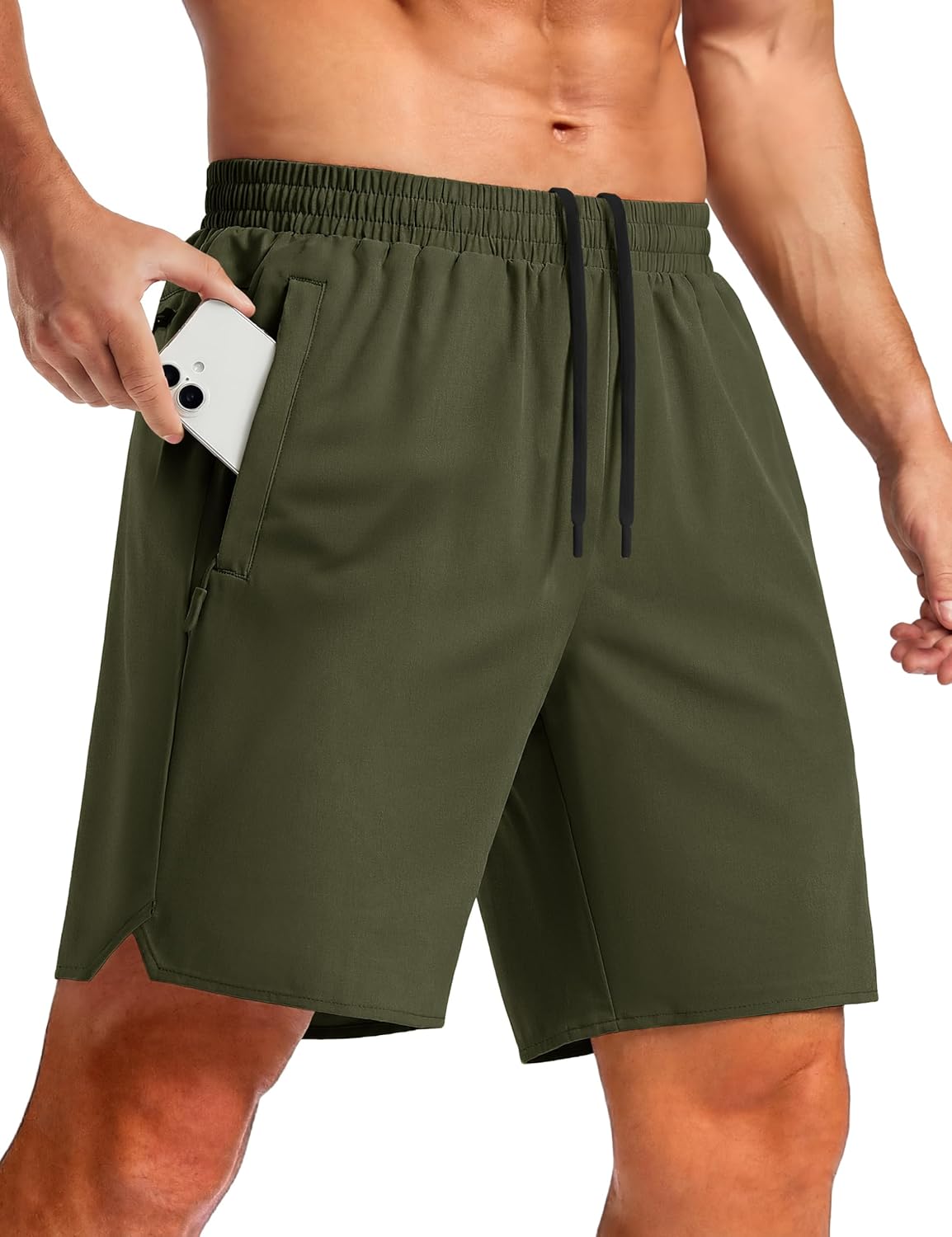 TACVASEN Men's Athletic Running Shorts with Zipper Pocket 7" Quick Dry Gym Workout Shorts Summer Outdoor Hiking