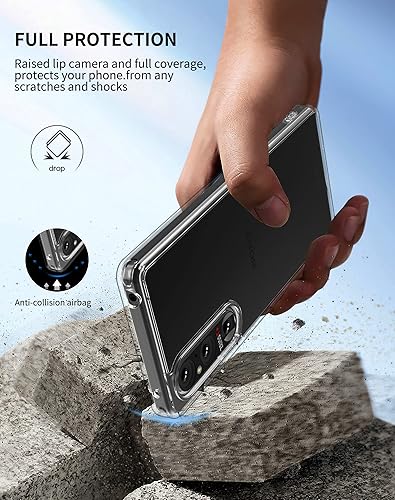 Miniatura 4 de Foluu Funda protectora para Sony Xperia 1 V 2023, parte trasera de PC dura y TPU suave, a prueba de golpes, para Sony Xperia 1 V 5G 2023