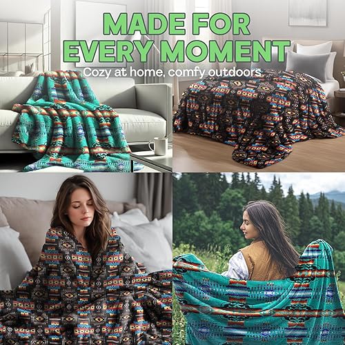 Miniatura 7 de Sacred Thread Manta de vellón sherpa, manta de bebé azteca del suroeste, manta de nativos americanos para sofá, sofá y cama, manta de invierno