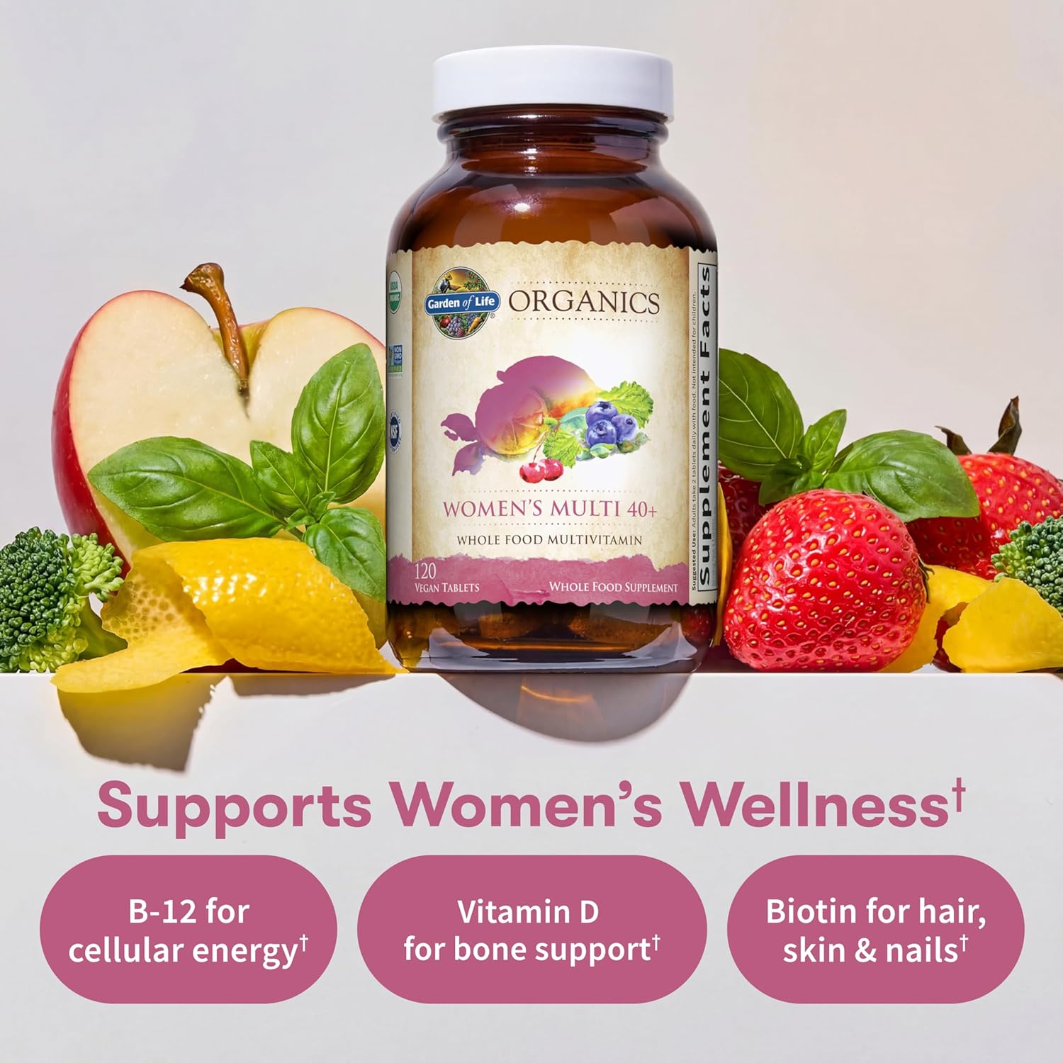 Garden of Life Multivitamin for Women 40 Plus, Organics Womens Vitamins, Hormone & Breast Health Support Blend, Vegan, 120 Tablets - Image 4
