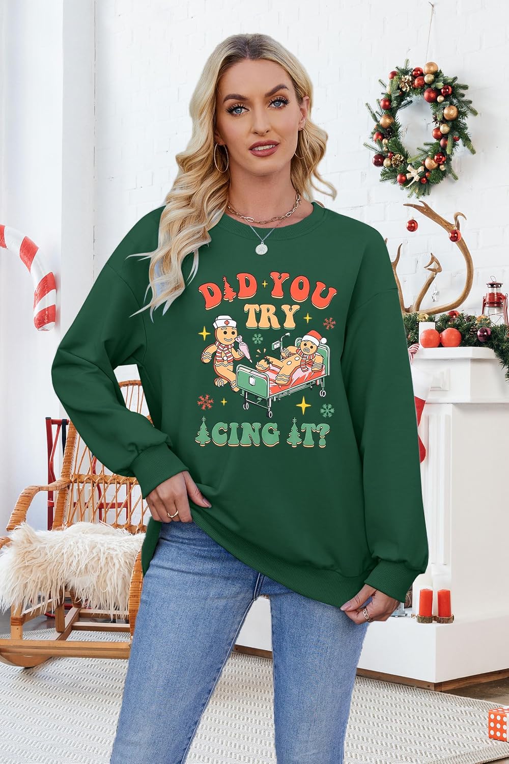 Christmas Nurse Sweatshirt Women Christmas Nursing Sweatshirt School Nurse Christmas Tee Funny Pullover Top