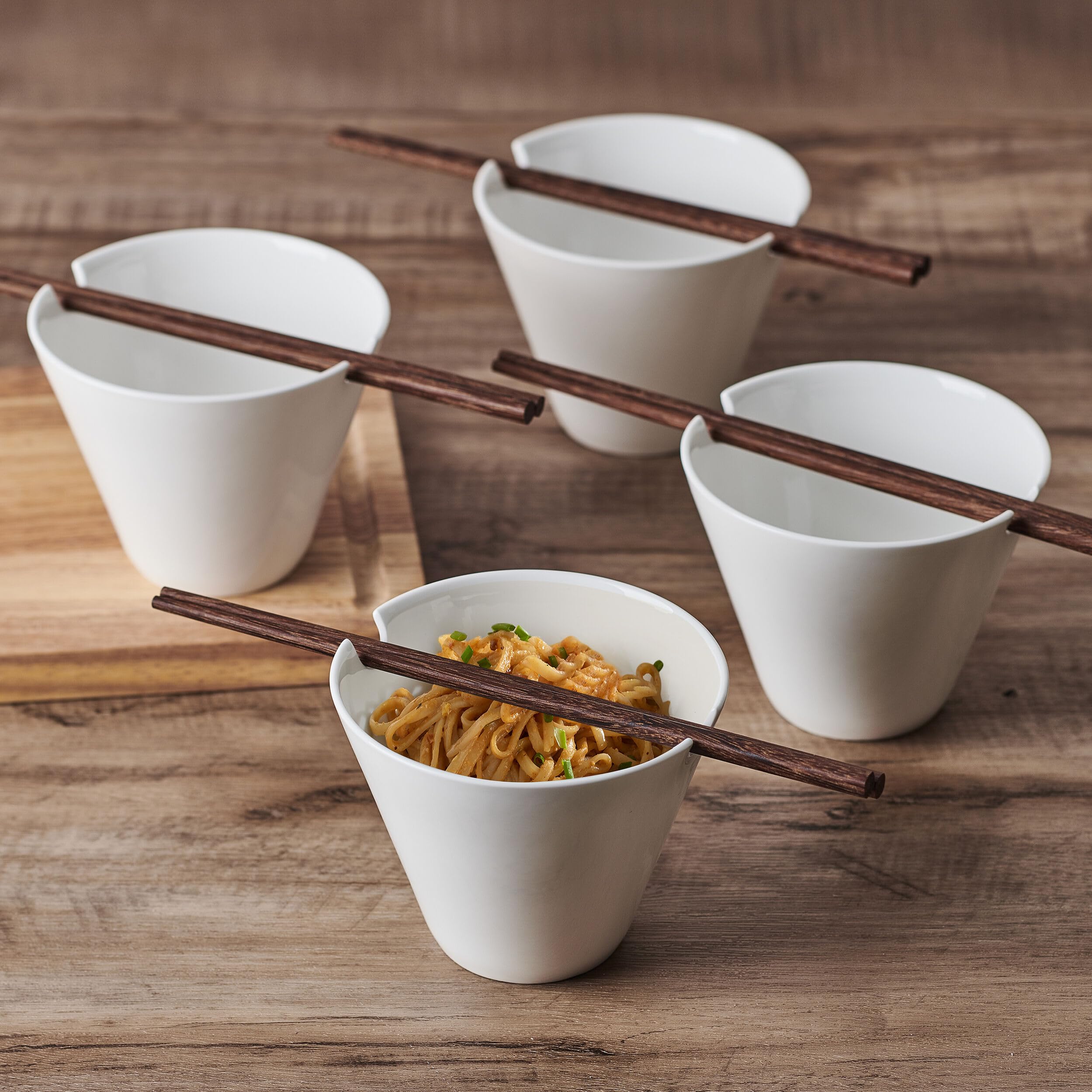Mikasa Delray Ramenschalen-Set – 4 Stück, 12 Cm, Mit Essstäbchen