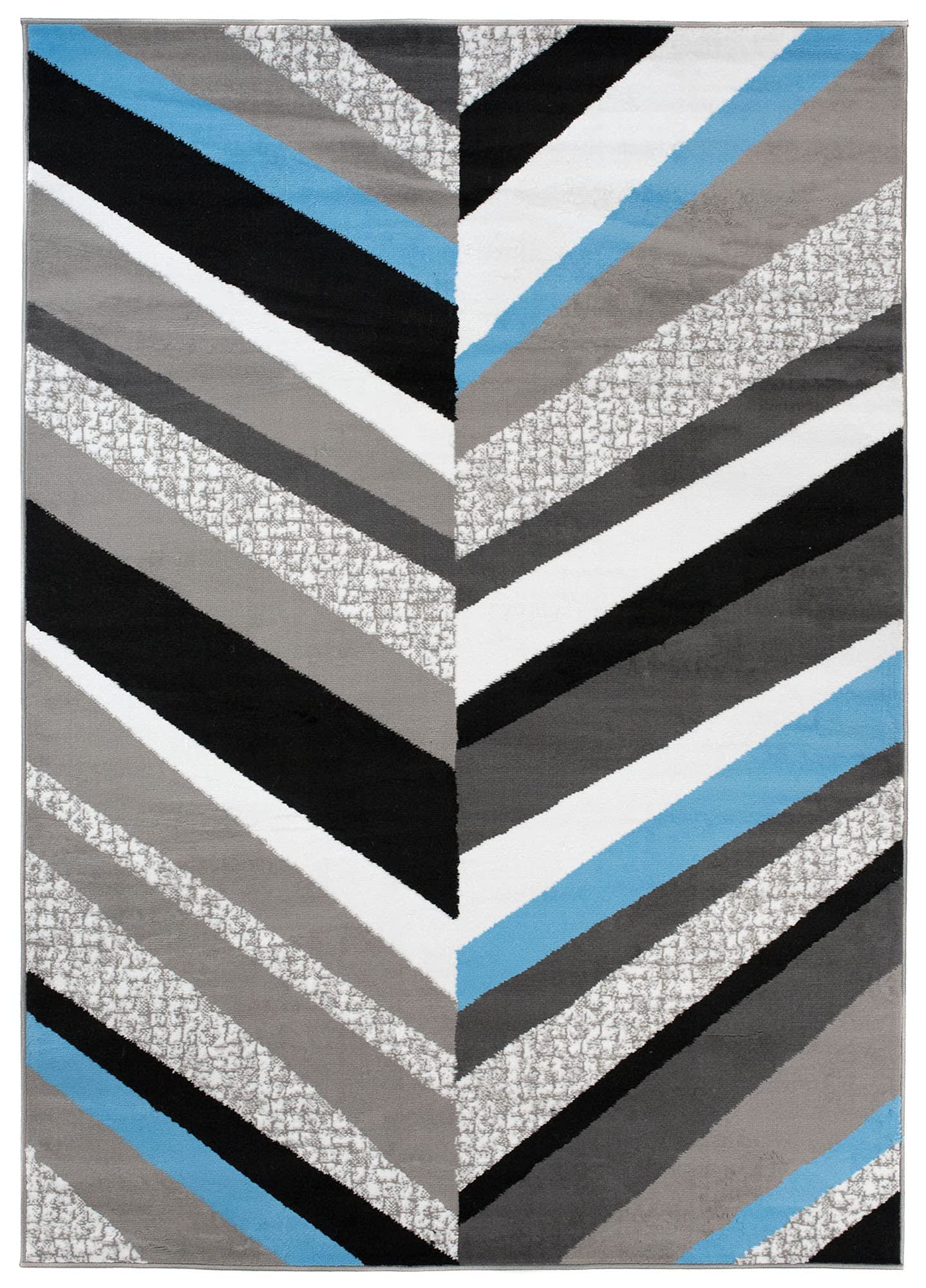TAPISO Maya kolekcja dywan do salonu, krótkie runo, nowoczesny w paski, melanż, wzór szary, czarny, niebieski, biały, do sypialni, biura, Ökotex 180 x 250 cm