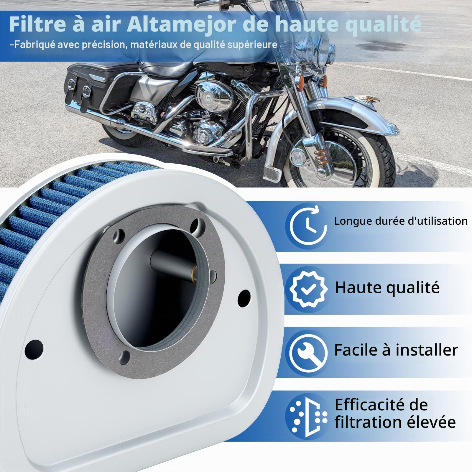 Filtre à air pour Harley Davidson Road King 1999-2015 Electra Glide Heritage Softail Dyna Street Softail Deluxe et Springer Softail 29461-99 HD-1499