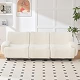 Christopher Knight Home Sera 94.5'' Modular Sectional Sofa, 3-Seater Sofa with Curved Armrests, Soft Seating Lounge Sofa Couch, Comfy Chenille Upholstered Sectional Couch for Living Room, Beige