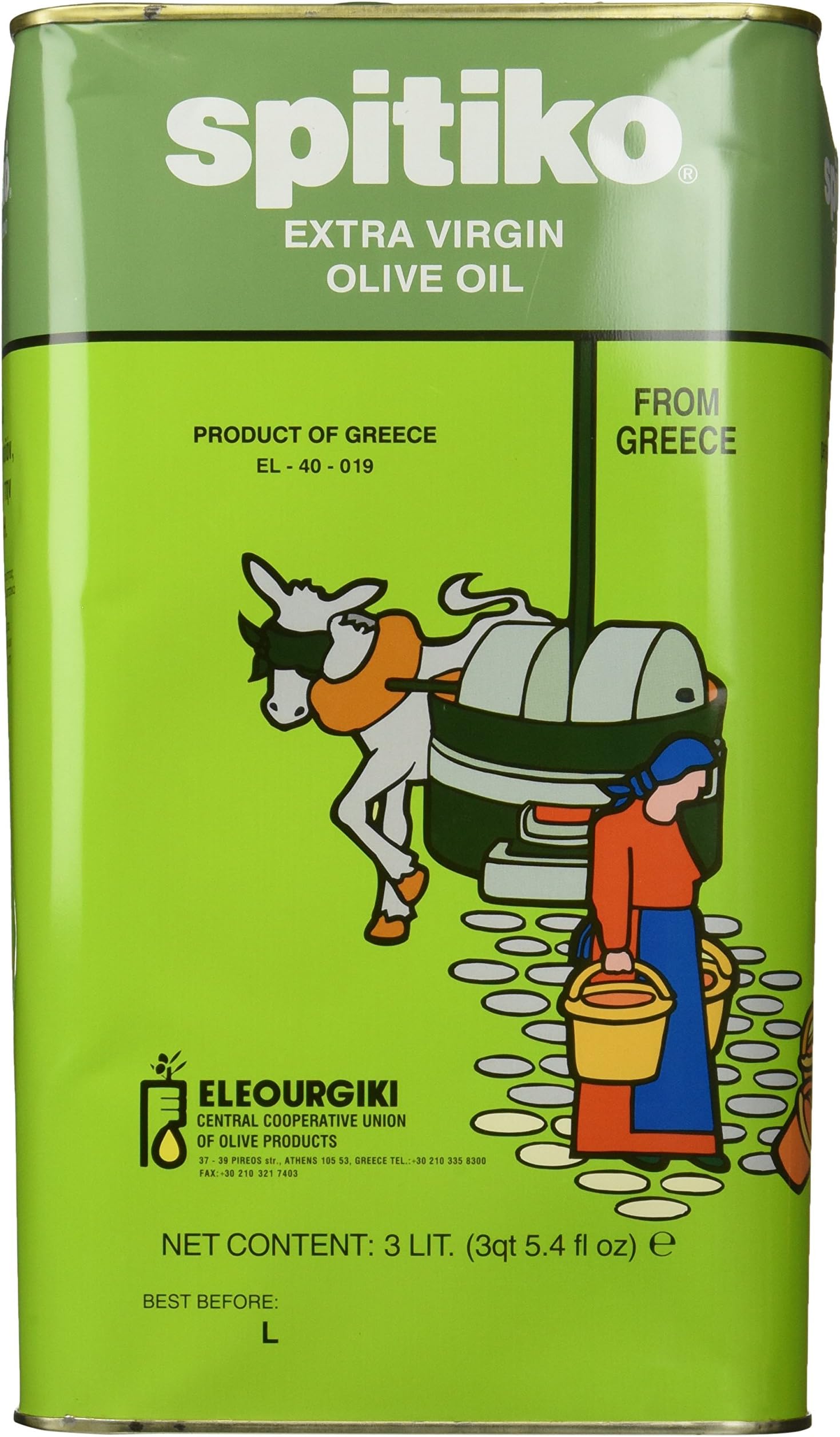 Spitiko Greek Extra Virgin Olive Oil 3 liter can