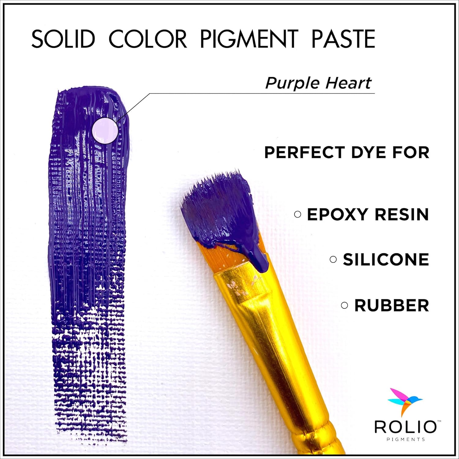Rolio Purple Heart Pigment Paste for Epoxy Resin – 2oz Jar – Opaque Purple Epoxy Colorant, Resin Dye Paste, High-Intensity Pigment Paste for Art, Jewelry, Crafts, Tumblers & DIY Projects