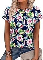 Alaroo Women's Summer Tops: Short Sleeve Crew Neck Tunic Blouses, Cute Trendy Casual Shirts S-3XL