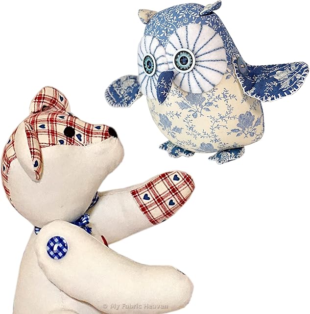 My Fabric Heaven Two Discounted Sewing PATTERNS. Twinkle Starry-Eyed Owl Keepsake & Little Teddy Memory Bear. Handmade Stuffed Animal Soft Toys & Easy Photo-Tutorial Instructions. FREE POST