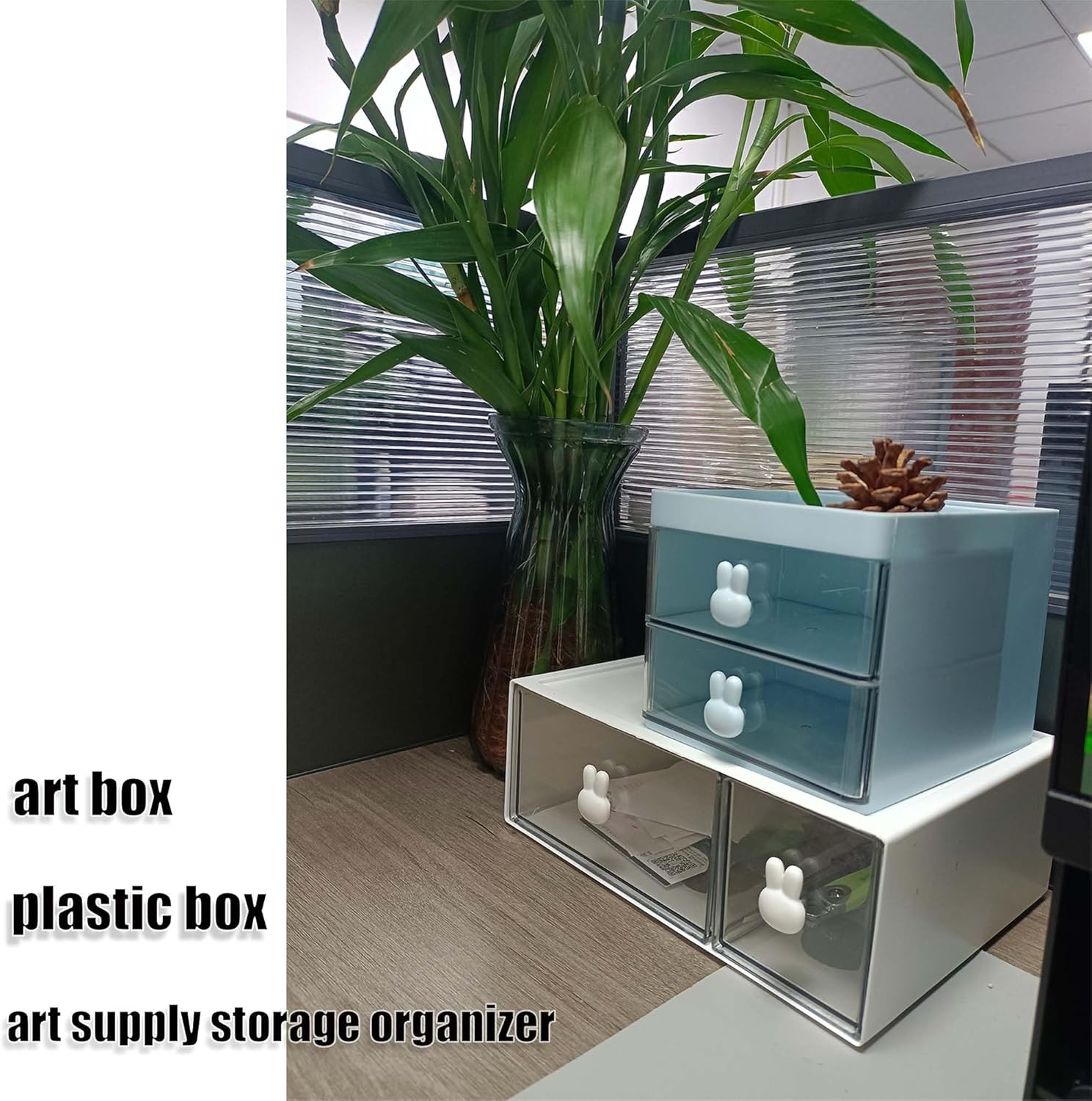 Elegant Transparent Acrylic Desk Organizer - Perfect for Office Desk Accessories, Cosmetic Organizer (White, L)