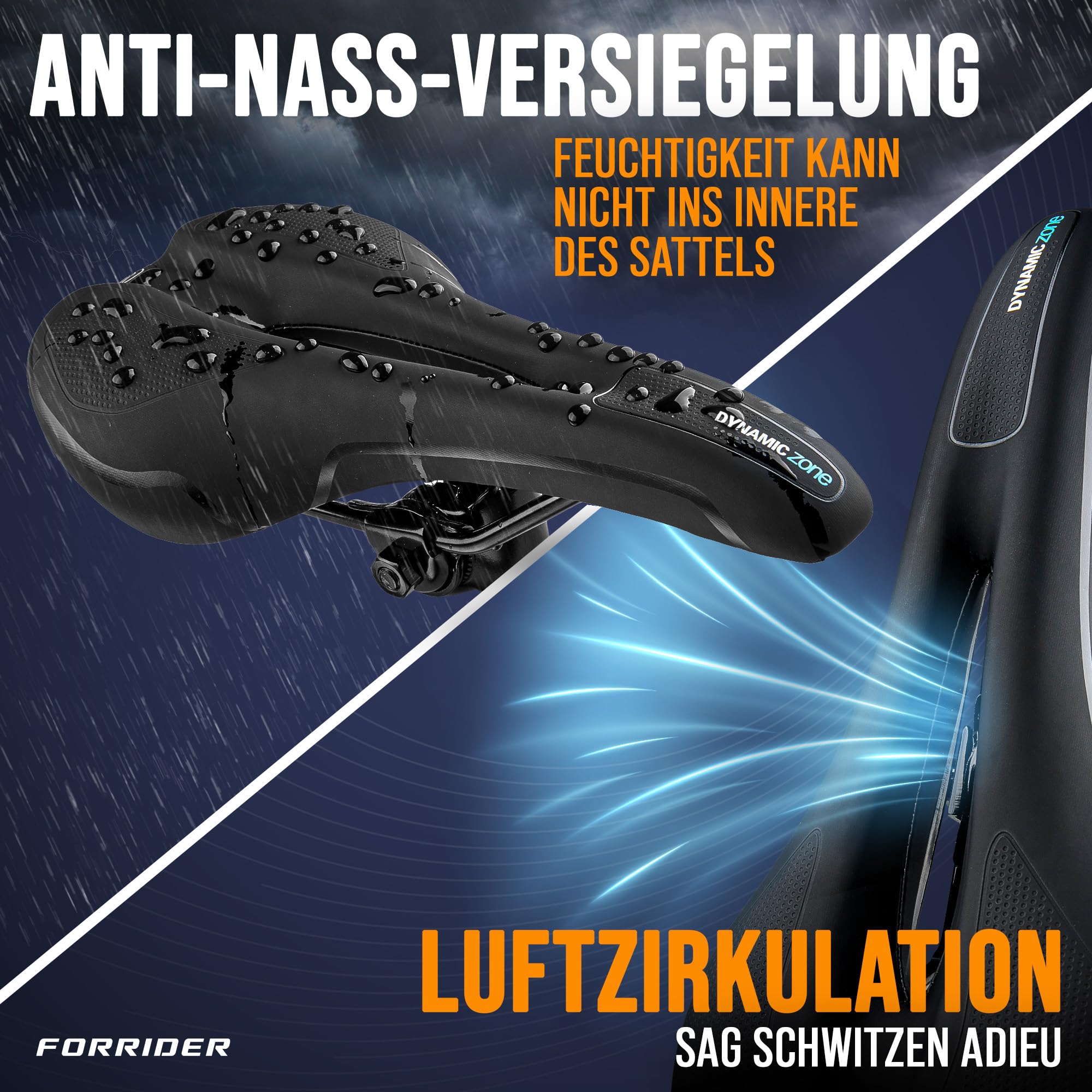 Forrider Fahrradsattel Herren & Damen Ergonomisch, Memory Foam und Innovative Federung für maximalen Fahrkomfort | Fahrrad Sattel Damen weich & bequem Fahrradsitz E-Bike City/Trekking/MTB/Racing