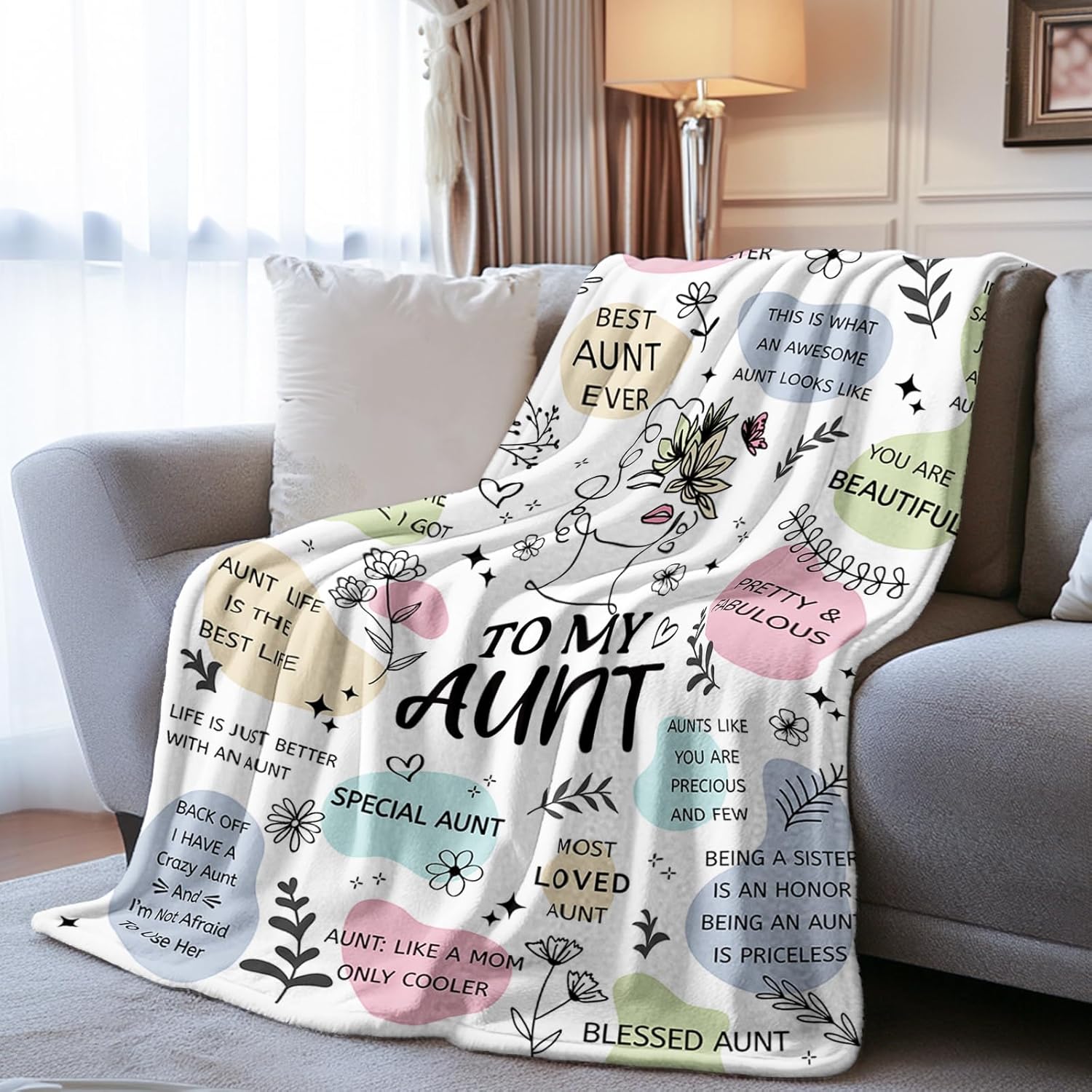 Aunt Gifts Blanket, Best Aunt Ever Gifts, to My Auntie Blanket, Birthday Gift for Aunts from Niece Nephew, Auntie Gift for Thanksgiving for Godmother, 50"X60" - Image 2