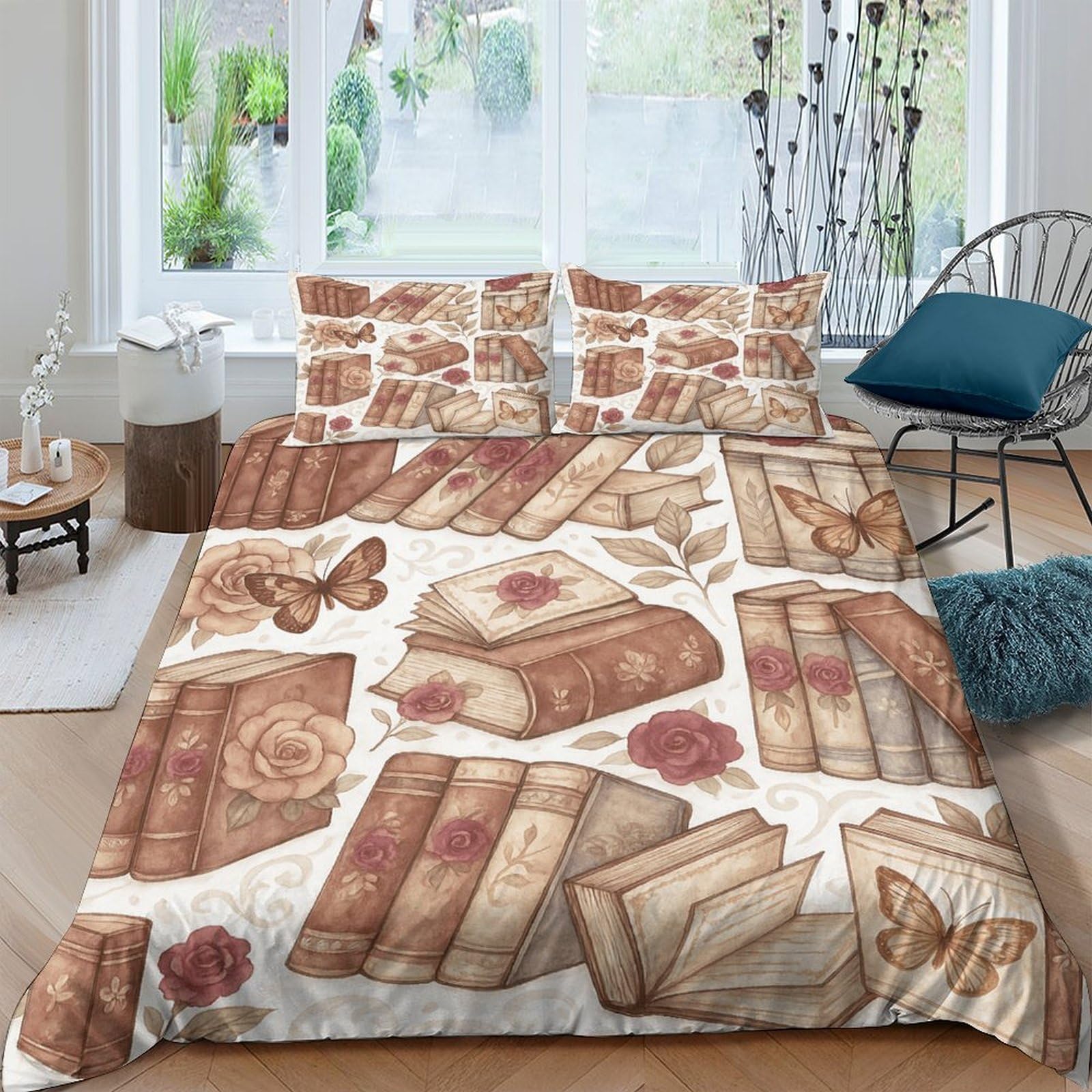 Ctjqhvkz Style-2 3D Printed Vintage Book Pattern Fitted Sheet Microfiber Soft Brown Retro Library Bed Cover For Bedroom Guest Room Single（135X200cm）