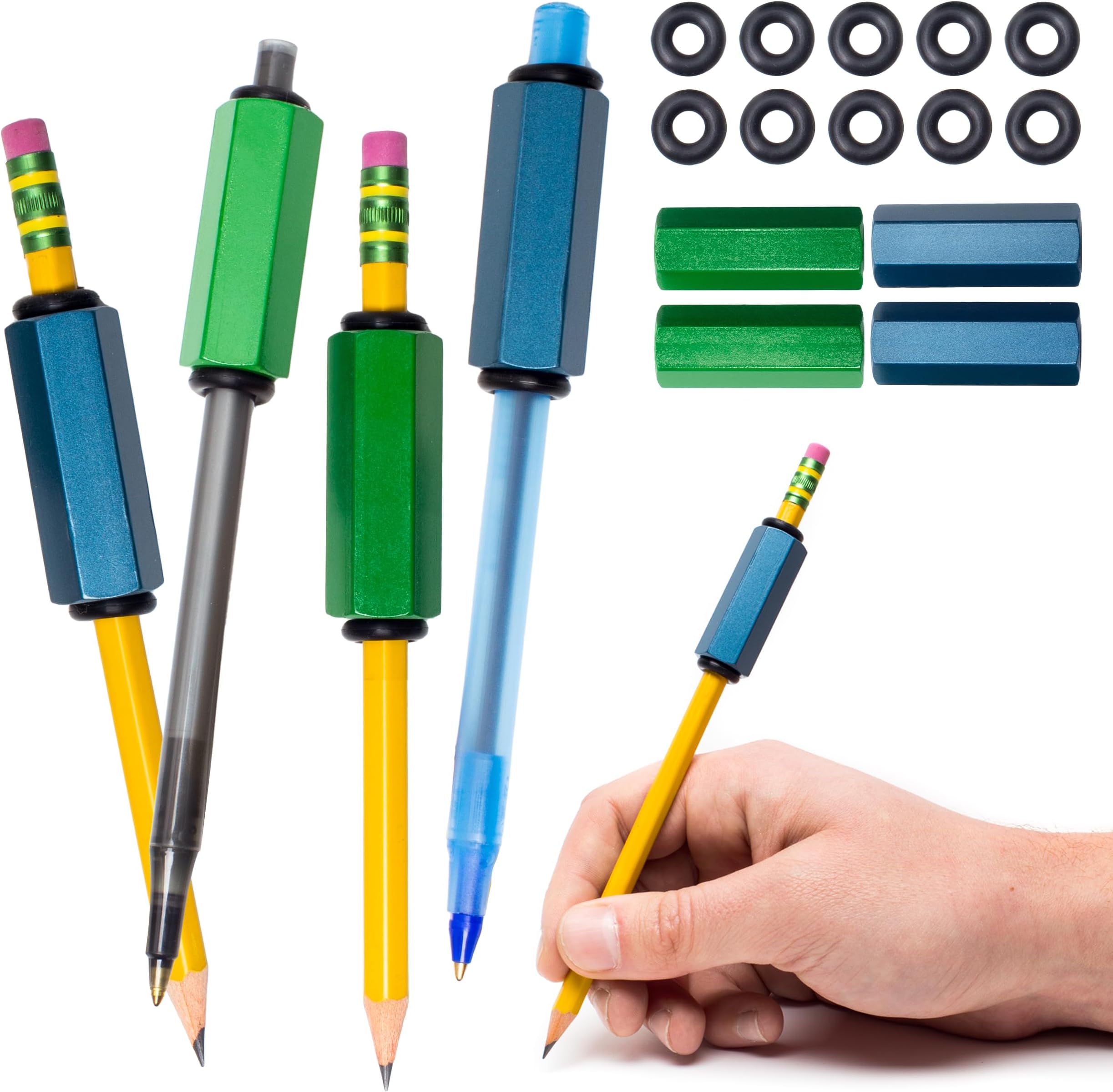 Pack of 4 Pen or Pencil Weights | Handwriting Aid for Children, Elderly, or Special Needs. Assists with Penmanship Issues Due to Autism, Tremors, Grip Strength or Fine Motor Skill Disability. 1.5 Oz