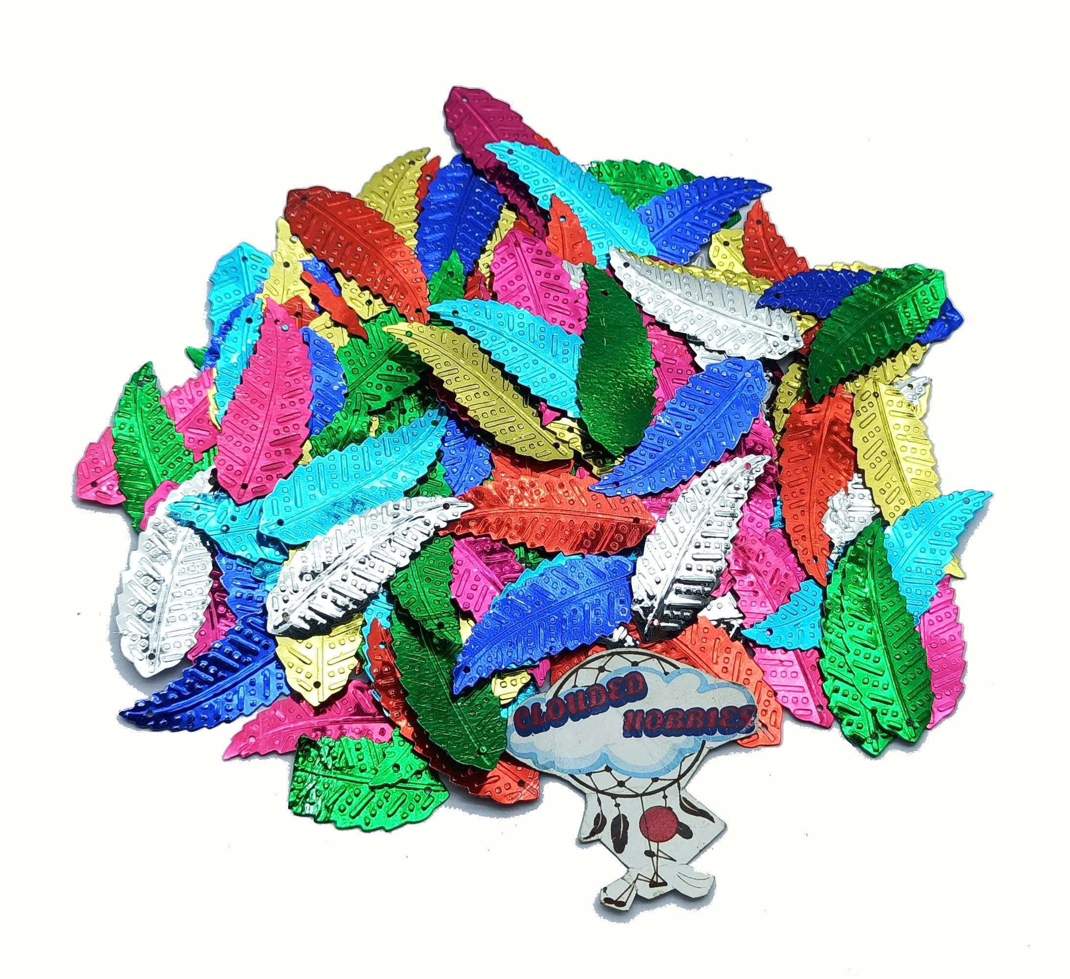 CLOUDED HOBBIES POLYALTHIA Leaf Multicolour Sequins for Craft, DÉCOR & Embroidery (Mix