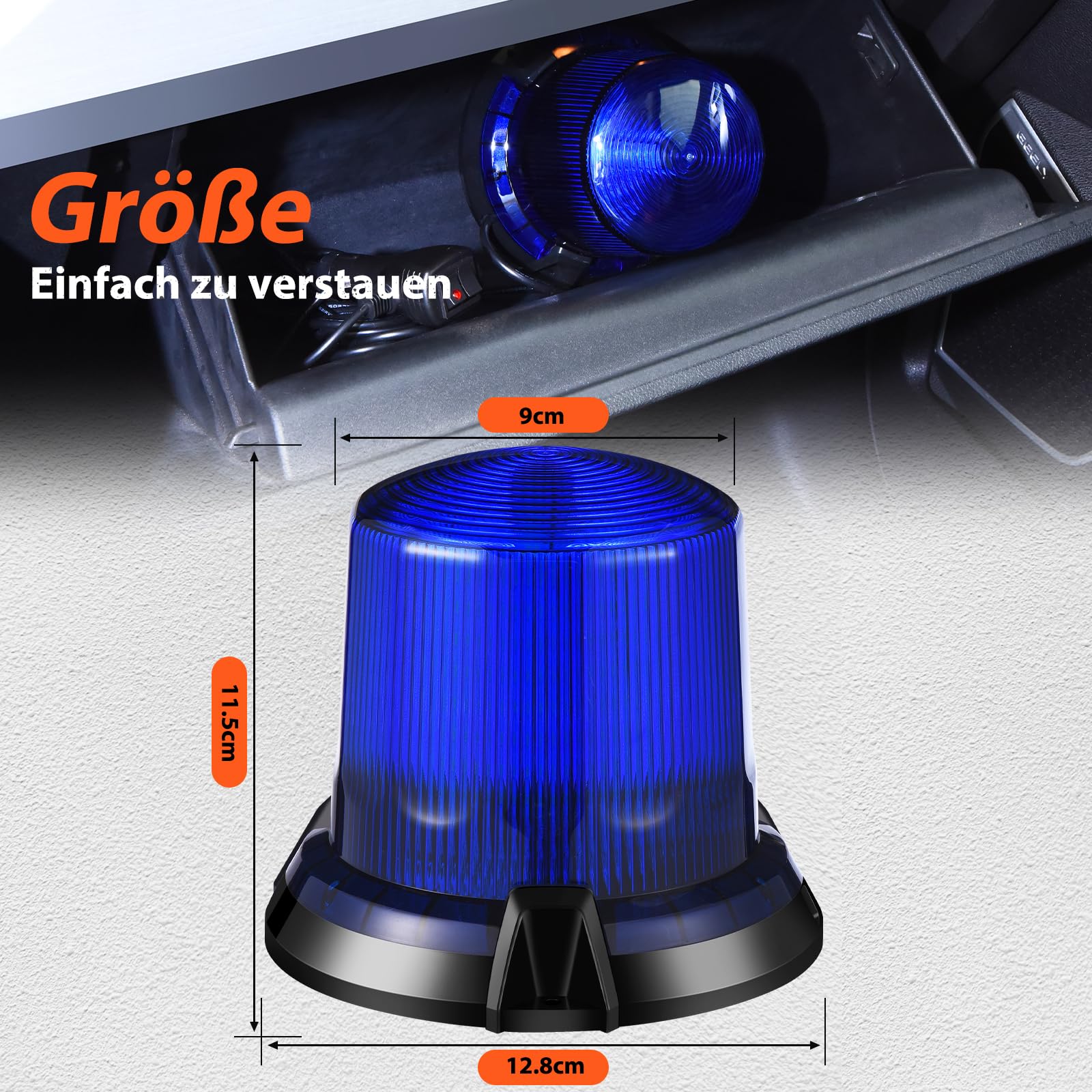 led Lampeggiante Blu 2 Funzioni Flash Rotazione 12v/24v Lampeggianti per Trattori con 5m Cavo Alimentazione Base Magnetica, Luce Emergenza Veicoli Agricoli