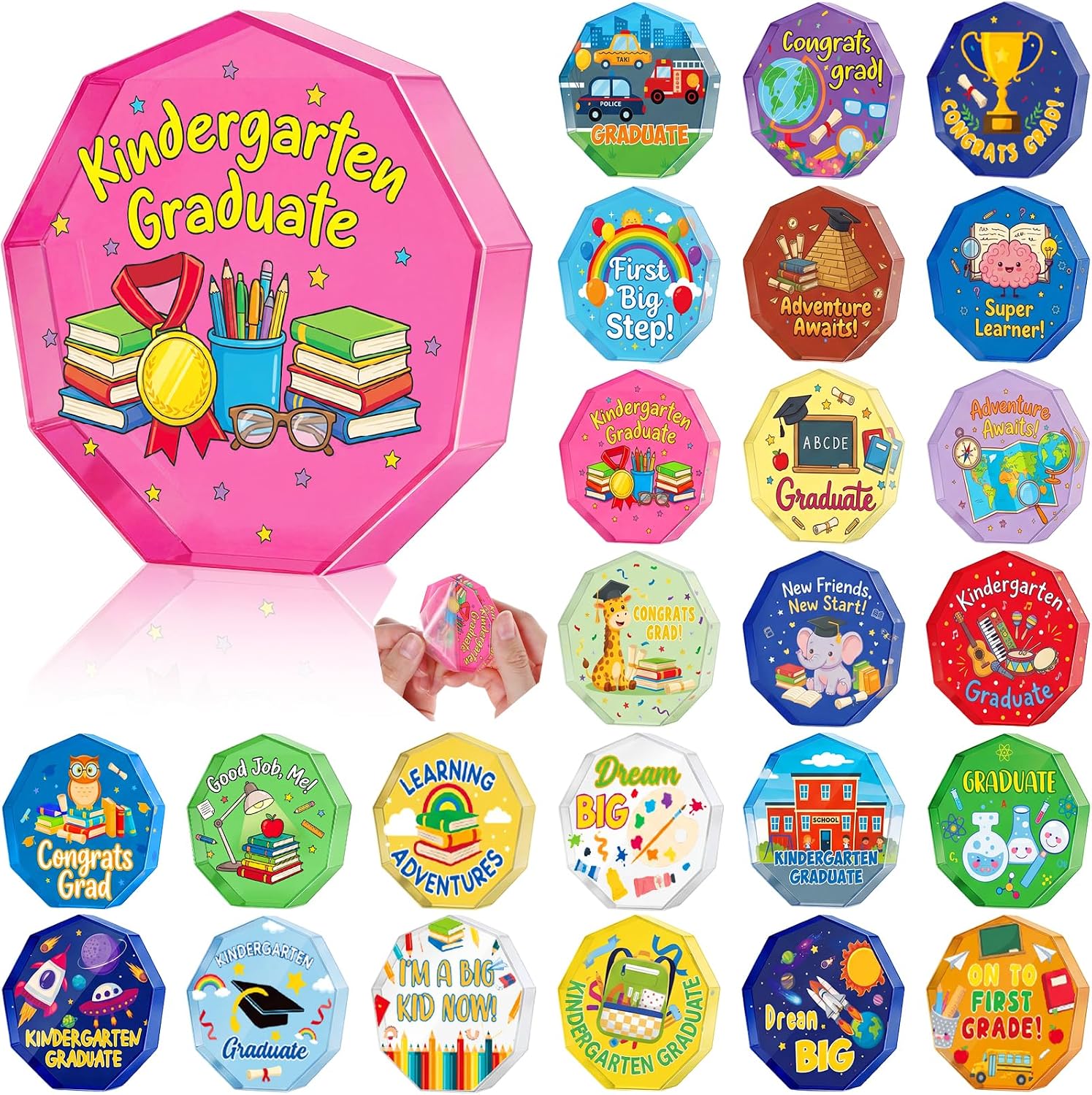 Liliaafar 24 Pcs End of School Year Awards Acrylic Kindergarten Graduation Recognition Trophy for Kids Inspirational Gifts for Achievement Kindergarten Students Children Classroom Supplies