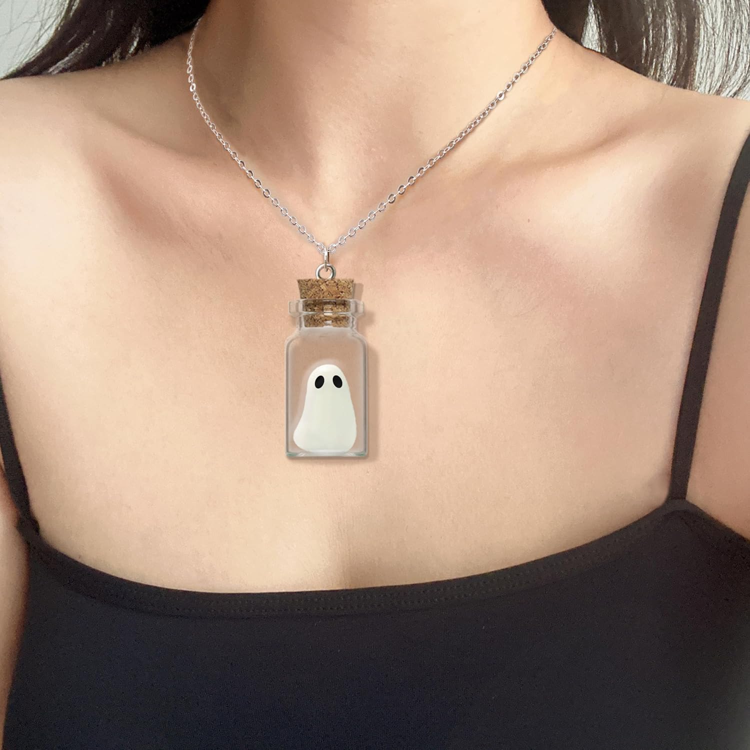 Ghost Necklace, (Blue) The Adopt A Ghost in A Bottle Pendant Necklace Halloween Jewelry for Women and Men - Image 5
