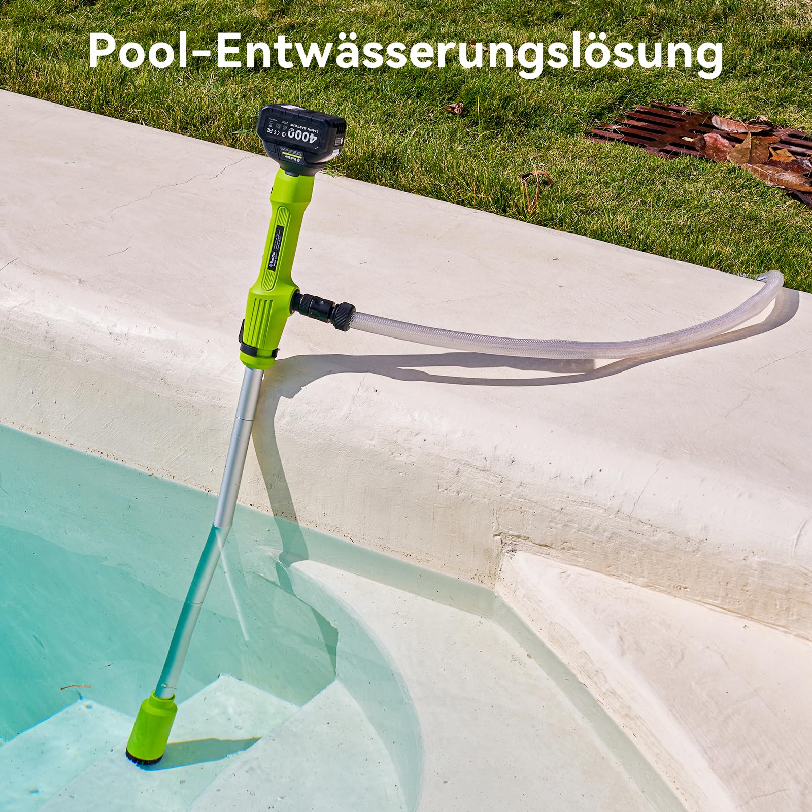 Taskstar Pompa di trasferimento senza fili per acqua/diesel, filtro Ø5,6 cm, 2725 l/h, autonomia 60 min, prevalenza 5 m per cantina, piscina, stagno, fusti pioggia, barca, acquario, camper
