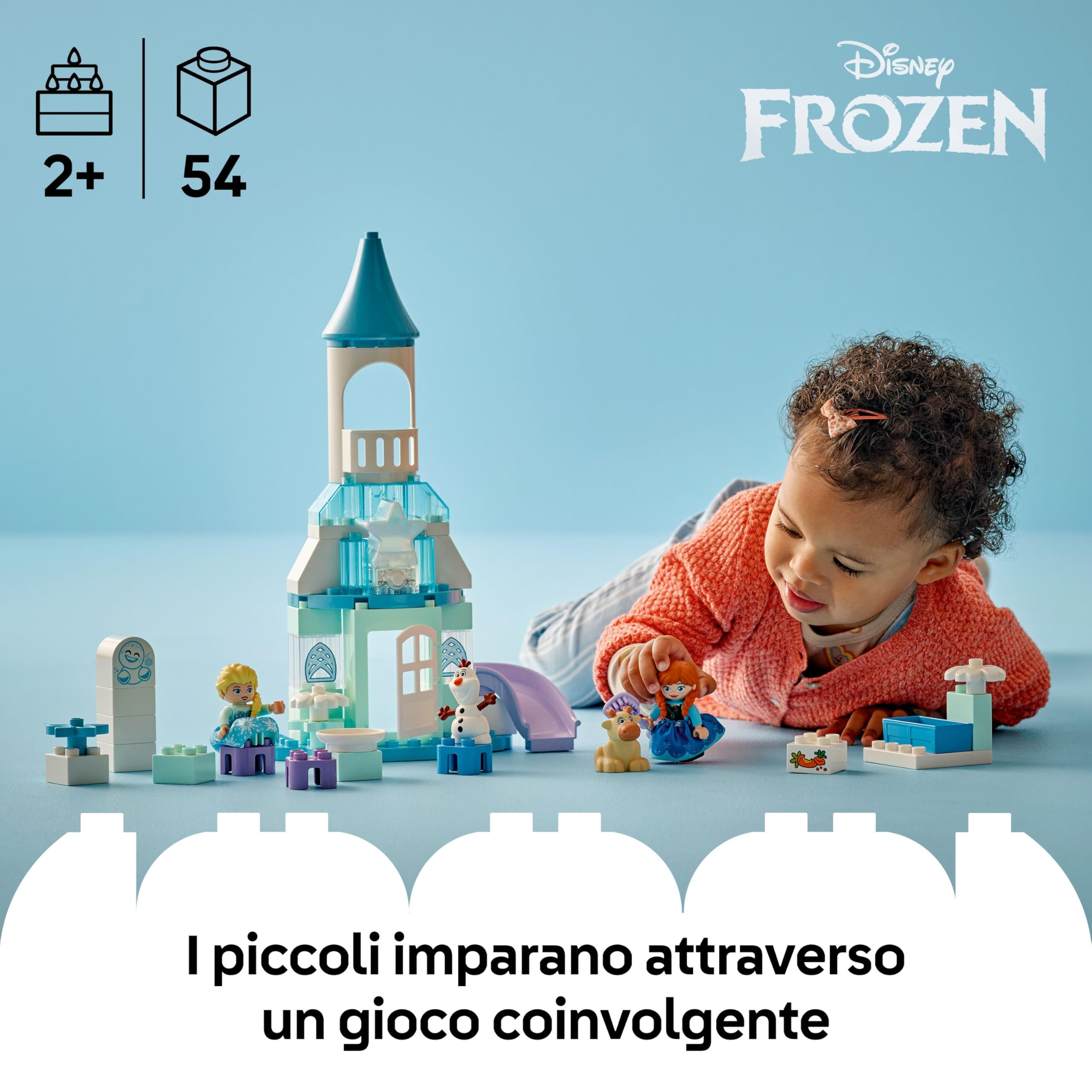 LEGO DUPLO │ Disney La Festa al Castello di Anna ed Elsa Frozen - Gioco Didattico da Costruire con 5 Personaggi tra cui Olaf e Baby Sven - Idea Regalo per Bambine e Bambini da 2 Anni in su - 10455