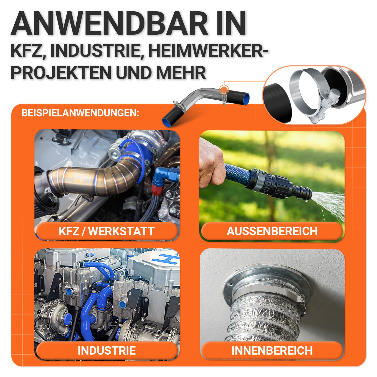 9x EDELSTAHLSCHELLE EXTRA-STARK Ø 92-97mm V2A Gelenkbolzenschelle | GRÖSSEN 17-252mm & 1/10/20/50/100 Stück | DIN 3017 EN 62275 SCHLAUCH-SCHELLE INOX W4 100% Edelstahl V2A 1.4301 T-Bolzen | TOP