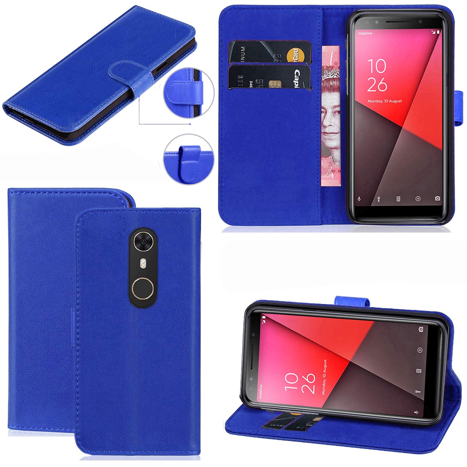 Mobile Stuff Vodafone Smart N9 Case, Premium PU Leather Wallet Flip Phone Protective Case Cover with Card Slot (Not for Smart N9 Lite) (Blue)