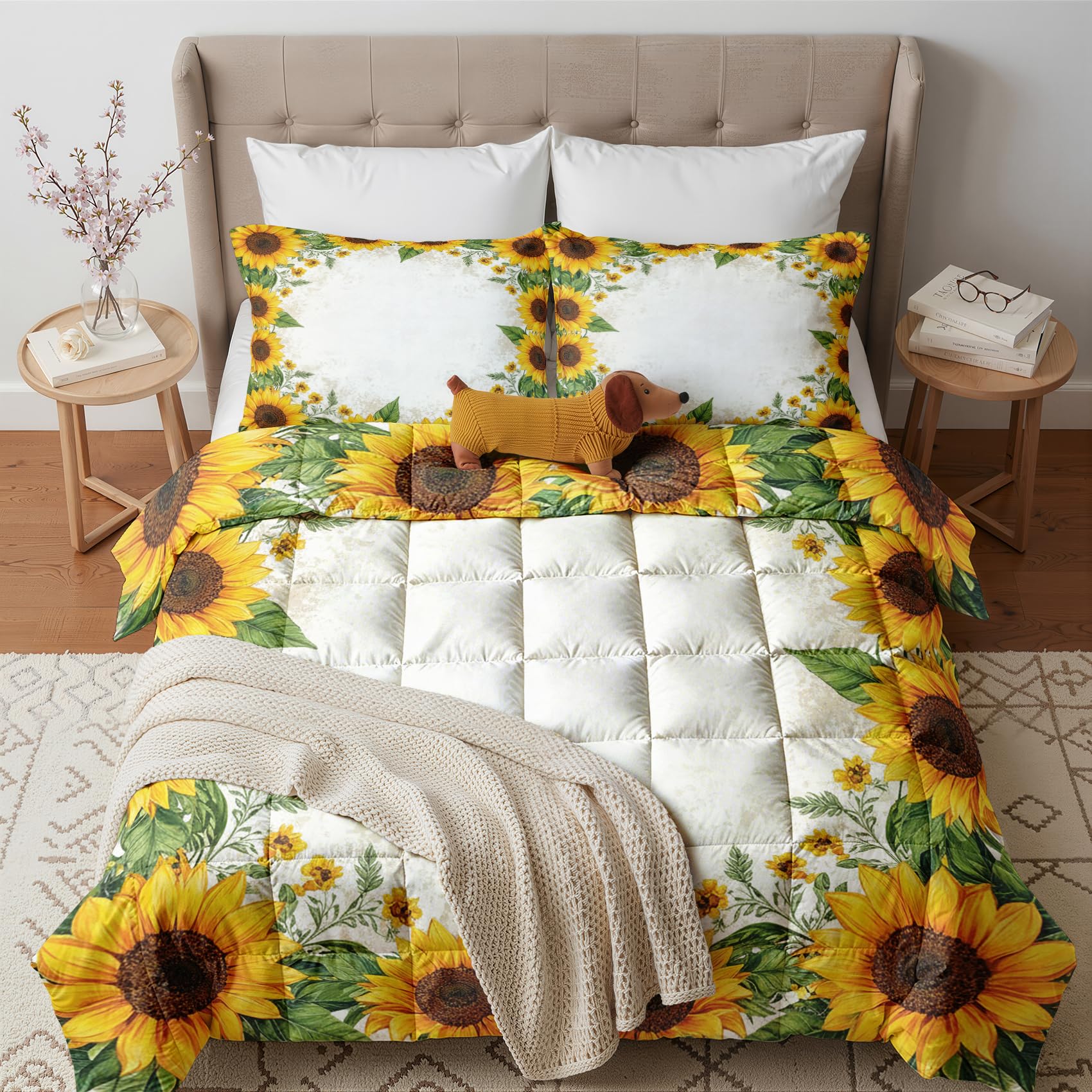 GEDAEUBA Sunflower Duvet Super King Size 10.5 Tog