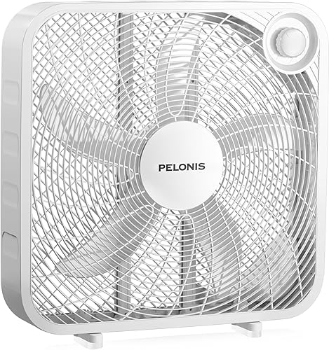 PELONIS Ventilador de caja de 20 pulgadas – 3 velocidades, ventiladores de ventana, para piso o mesa, 25 pies/s, 2025 mejorado, lanzamiento de aire