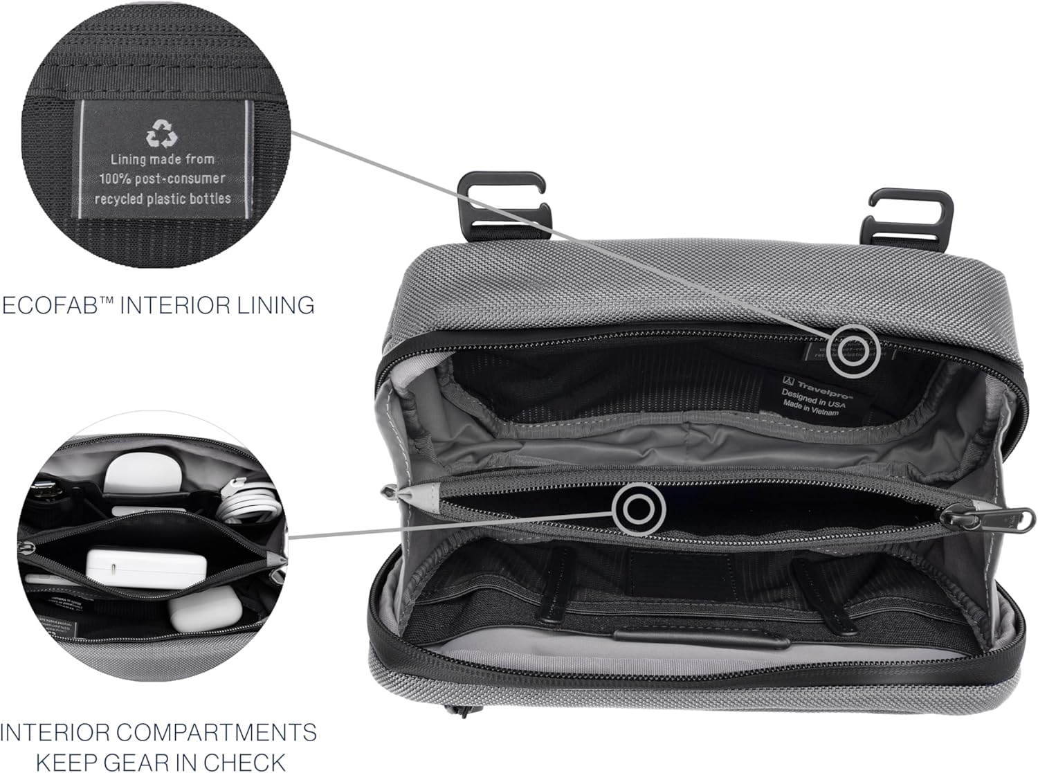 Travelpro Altitude Travel Essentials Organizaton Kit, Men and Women, Falcon Grey