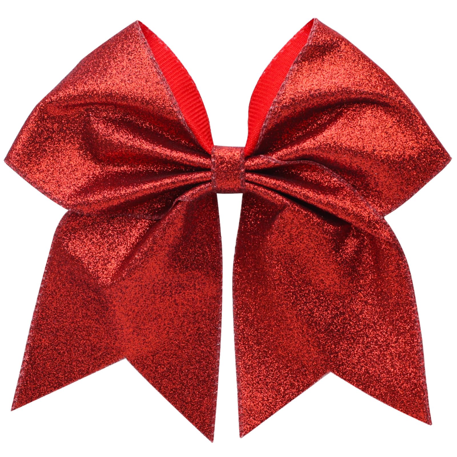 KISZU Hair Clips, Large Big 7inch Sequin Glitter Cheer Bow Clips for Women and Girls, Jumbo Giant Bow Clips Ponytail Holder Big Hair Clips Costume