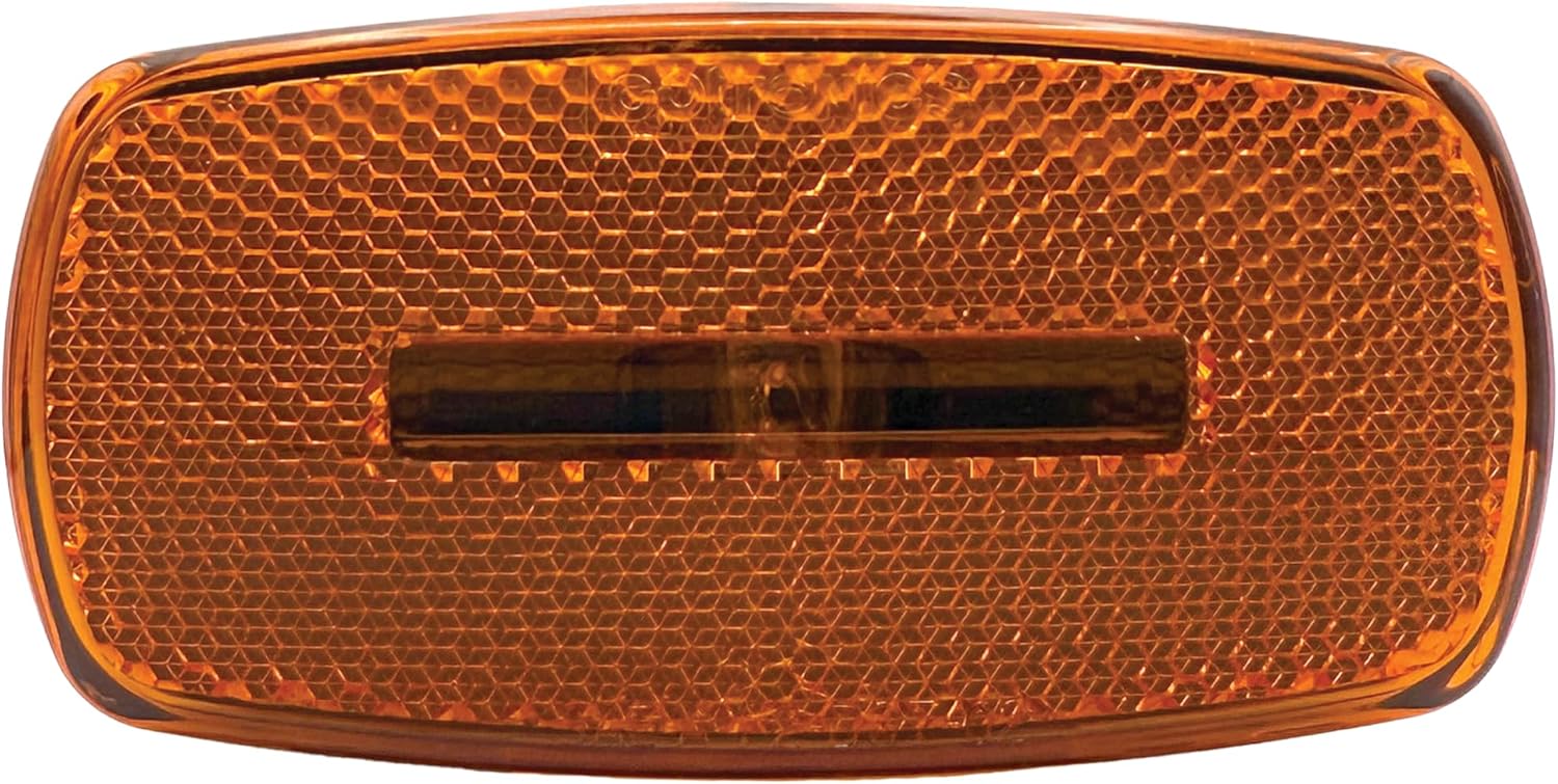 RV Designer L916 Amber Oblong Reflex Incandescent Marker Light With Black Base, DOT‑Compliant