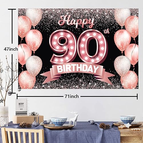 Vista 51 de Happy 21st Birthday Rose Gold Banner Backdrop Cheers to 21 Years Old Confetti Balloons Theme Decor Decorations for Women 21 Years Old Pink Birthday