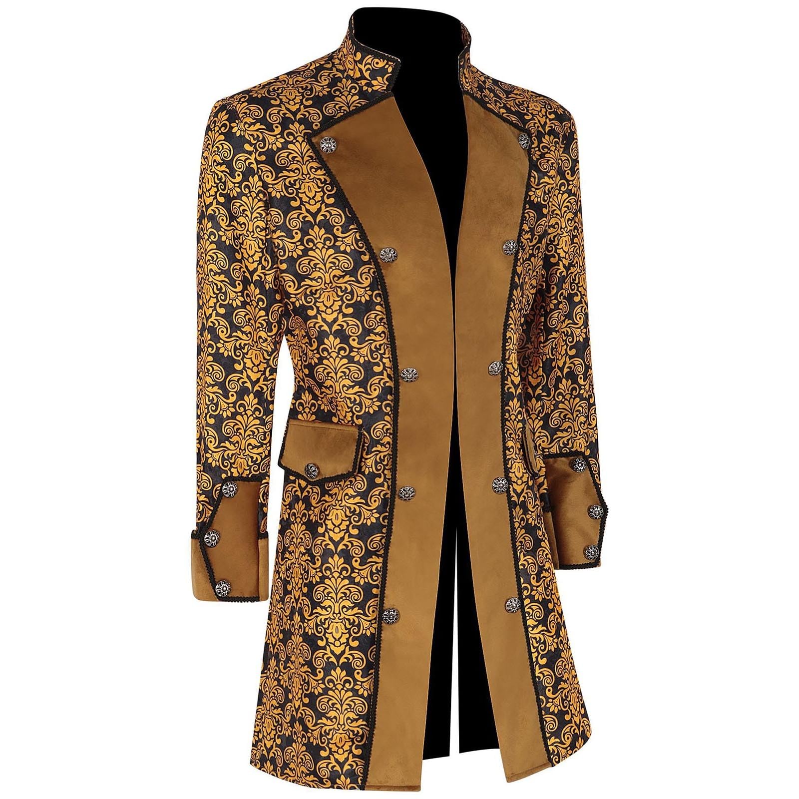 Mittelalter Steampunk Herren, Mittelalter Kleidung Herren, Smoking Mittelalter Kleidung Herren Frack Jacke Steampunk Mantel Gothic Vikings Gehrock Für Karneval Fasching Kostüm