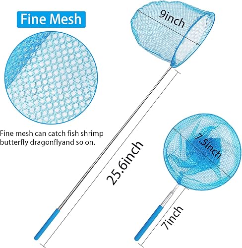 Miniatura 2 de Redes de captura de insectos, poste telescópico de acero inoxidable, redes de pesca, redes de mariposa, juguetes de exploración de la naturaleza