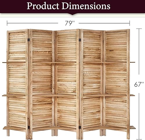 Miniatura 9 de ROSE HOME FASHION Divisor de habitación de madera de 4 paneles de 5.6 pies, paneles de pantalla de privacidad plegables de madera, divisor de