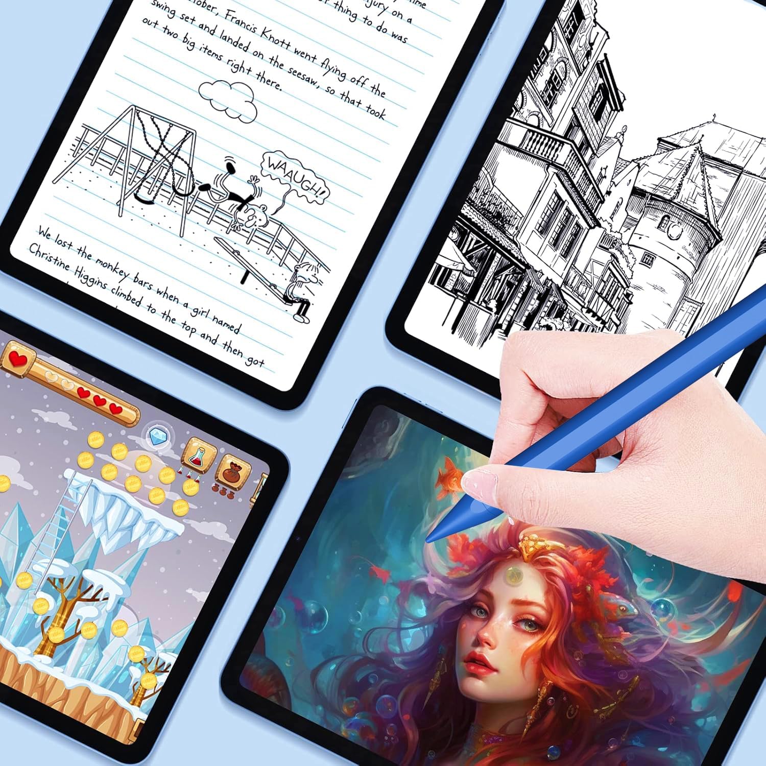 Stylus Pen for iPad A16/10th/9th Generation, 10Mins Fast Charge for Apple Pencil&iPad Pen, Compatible with iPad A16/10th/9th/8th/7th/6/Pro 13'' 11'' M4/12.9 inch/Air 11'' 13'' M3/M2/Mini 7/6/5, Blue - Image 9